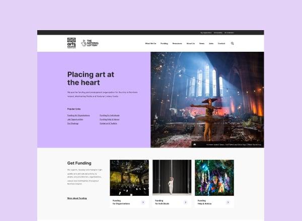 Arts council homepage screenshot